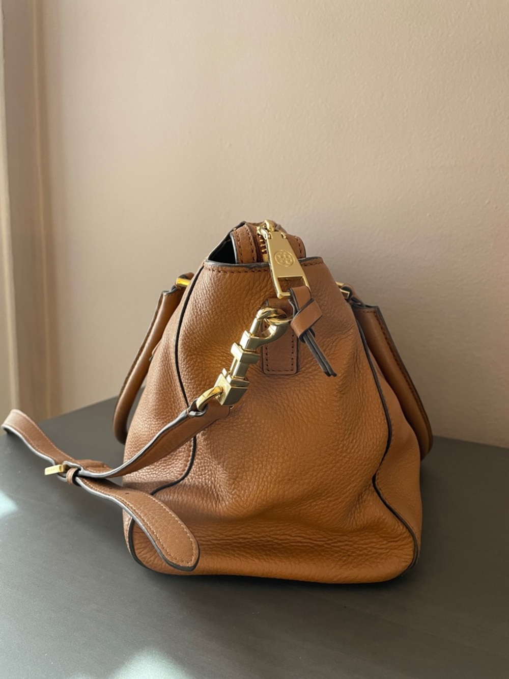 Tory Burch Cognac Leather Satchel with Gold Hardware - Picture 2 of 9